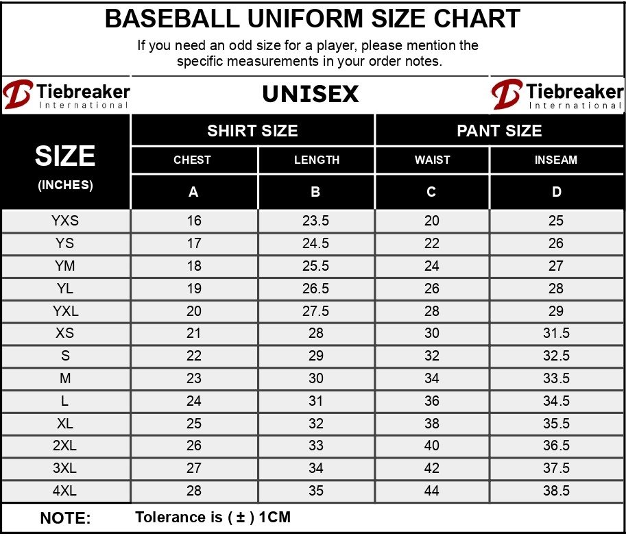 Size Chart – Tiebreaker
